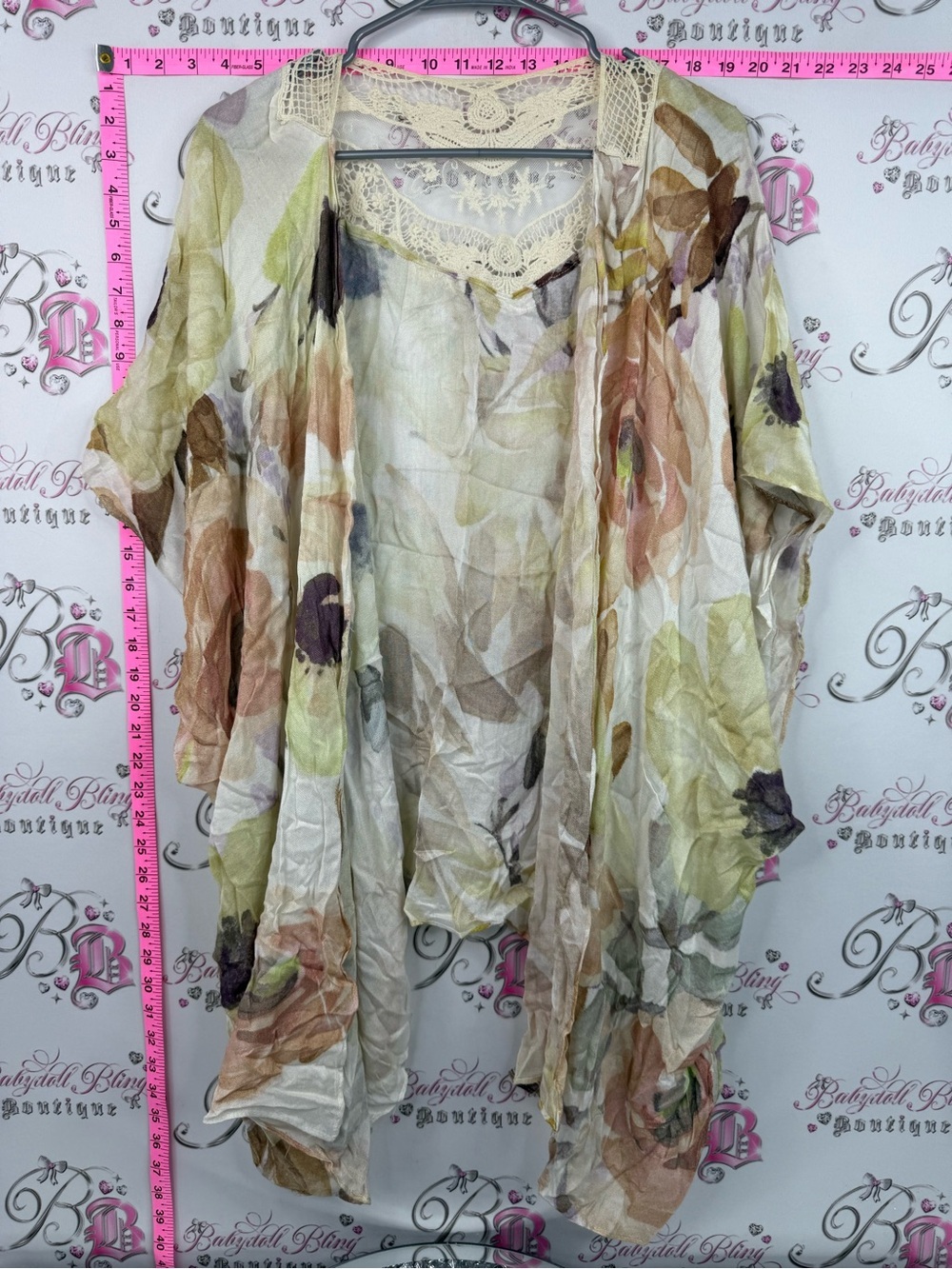 Elizabeth gillett Lightweight Floral Open-Front Cardigan Cream Pastel Floral